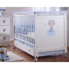 Кроватка детская Micuna Big Petit Prince 140x70, цвет белый-голубой, МДФ-бук Кроватка детская Micuna Big Petit Prince 140x70, цвет белый-голубой, МДФ-бук