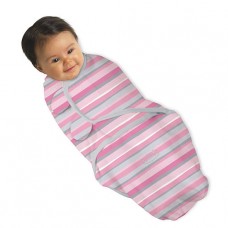 Пеленка на липучках SwaddleMe Summer Бабочки - розовая в полосочку*
